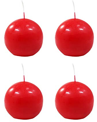 Ebersbacher Kerzenfabrik GmbH 4er Pack Kugelkerze rot, Ø 80 mm, 4 Stück