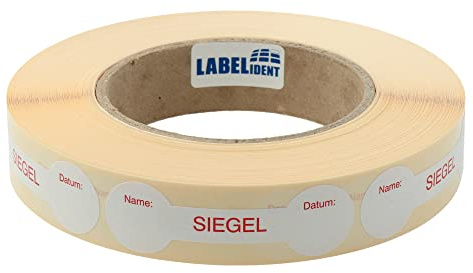 Siegeletiketten 70 x 21 mm - Siegel Name Datum - 1.000 Sicherheitssiegel als Verschlussetiketten auf 1 Rolle(n)
