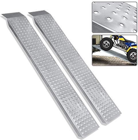 AufuN Auffahrrampe aus Verzinkter Stahl 2 Stück Laderampe bis zu 400 kg, Antirutsch Verladerampe Laderampen für Anhänger Motorrad ATV Quad, 160 x 22.5 cm