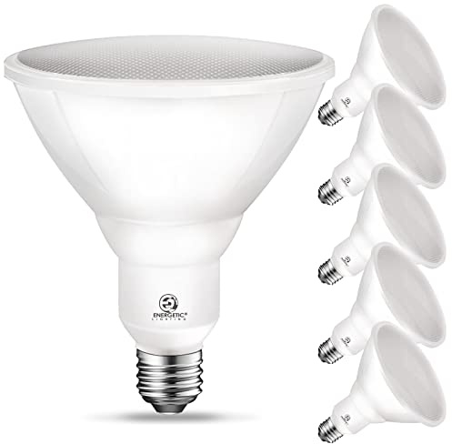 Energetic PAR38 LED Flood Outdoor Light Bulb, 5000K Daylight, 90 Watt Equivalent (11W), Wet Rated, 900LM, E26 Base, Non-Dimmable, 6 Pack