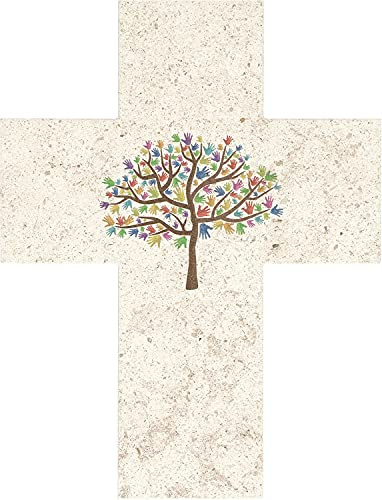 Butzon & Bercker Wandkreuz Lebensbaum Kruzifix 17 cm Naturstein Kreuz Geschenkverpackung
