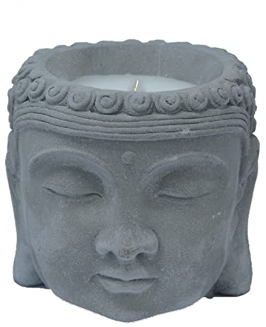 Hogar y Mas Vela Citronela Cabeza de Buda, Velas Anti-Mosquitos. Decoración Budista Cerámica 13x13 cm
