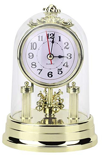 Bicaquu Tischuhr, Europäische Retro-Stil Wohnzimmeruhr Antike Silent Tischuhr Home Decor(Gold)