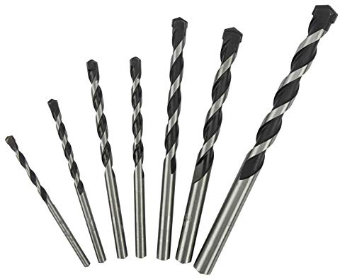 NORTOOLS 7-teiliger Bohrersatz für Stein (4-12mm), Hartmetall-Spitze mit Hochleistungsstahl, Sechskant-Schaft für Schlagbohrer, Schwerlast-Bohrer für Beton, Ziegel und Mauerwerk im Metallkoffer