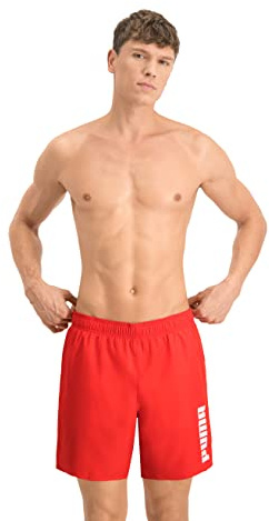 PUMA herr Badbyxor Swim Men's Mid Shorts, Röd, L
