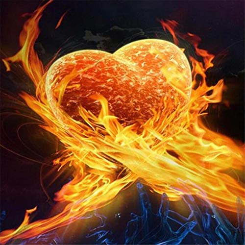Diamond Painting Full Set, DIY 5D Diamond Painting Set, Diamant Painting, Malen Nach Zahlen Diamant, Diamant Malerei für Geschenke Haus, Wand und Eingang DekorationenWütende Feuerliebe-60x60cm