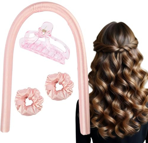 Rulos para el pelo durante la noche, diadema sin calor, cinta de seda, rizador de pelo, sin calor, cinta de seda, rulos para el pelo largo y medio