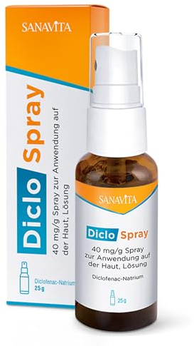SANAVITA DicloSpray 40mg/g Spray/Lösung,1x25g: Hautspray bei Schmerzen und Entzündungen, max. 15 Sprühstöße pro Tag