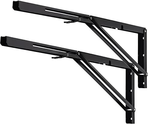 YUMORE Klappkonsole Robuste 60 cm Klappbare Regalhalterungen Wand Schwarz | Regalträger Klappbar Schwerlast Tischhalter Klappscharnier Groß für Bänke Regale Wandmontage, Platzsparende, Kapazität 150kg