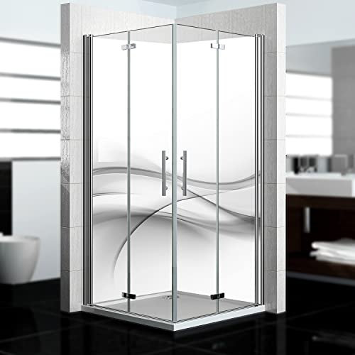 dedeco Eck-Duschrückwand wasserfest Motiv: Abstrakt V3, 2 x 90x210 cm, als Badrückwand zum Fliesenersatz, als Dekorwand, Wandverkleidung und Duschplatte aus Aluminium - Made in Germany