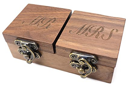 WANGCL Scatola di Legno Portatile per Anello per Cerimonia di Nozze in Noce OrganiserJewellery Storage Box Fidanzamento Regalo di Compleanno