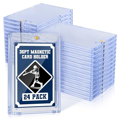 35pt Magnetic Card Holder Sammelkarten Hüllen UV-Schutz Kunststoff,24 Pack Baseball Karten Schützer Hartplastik für sammelbare Sport-Karten Acryl Display Kartenkoffer Fit 2.5x3.5in