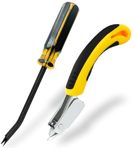 VERCCA Heftklammerentferner, Heftklammerentferner, Heftklammerentferner, Hebelheber-Werkzeug mit Doppelzackenkopf, Nagelentferner für Möbel, Teppich, Boden, Karton, Fotorahmen, Büro, 2 Stück