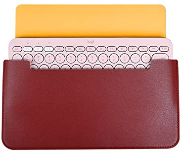 Hosoncovy PU Leather Portable Keyboard Carrying Case Storage Bag Travel Case Dustproof Protective Case for Logitech K380 Multi-Device Bluetooth Keyboard (Red)