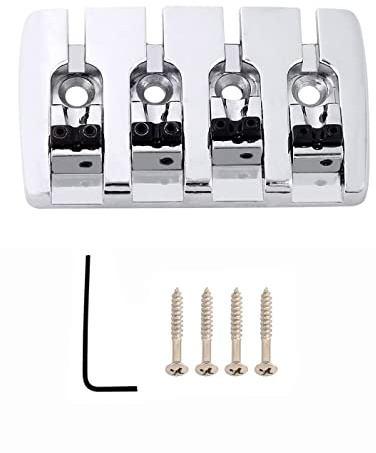 Rubatone 4-saitiger fester Sattel Bass Bridge Saitenhalter Top Load mit Schrauben für Elektro-Jazz Bass P Bass Teile Chrom