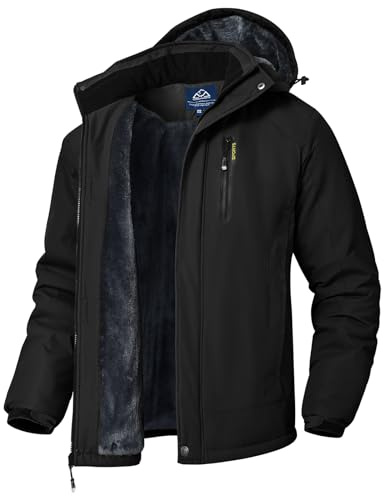 donhobo Herren Winter Skijacke Atmungsaktiv Warm Gefüttert Winterjacke Wasserdichte Winddichte Outdoor Verdickt Funktionsjacke mit Abnehmbarer Kapuze