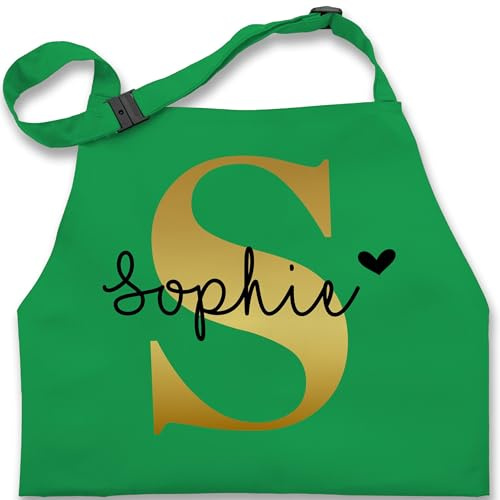 Geschenk mit Namen personalisiert by Shirtracer - Kinderschürze Schürze Kinder Jungen Mädchen - Weihnachten - Namens Geschenk I Anfangsbuchstabe personalisiert I Initialen mit Name