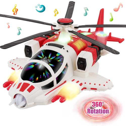 Sognotoy Jouet d'hélicoptère pour Les Tout-Petits, hélicoptère à hélice d'avion avec Fonction Voix et lumière, liberté à 360 ° et évitement Automatique des Obstacles (Red)