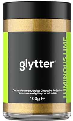 Glytter Glitzerpulver (LIME), Dekopulver für ca. 1000 Drinks/Cocktails | essbarer Glitzer zur Dekoration von Getränken und Flüssigkeiten , geschmacksneutral