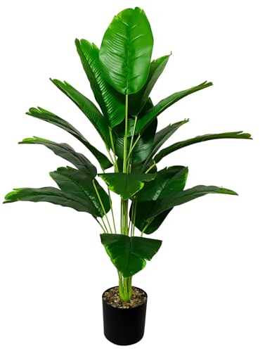 AIVORIUY Planta de Palma de Areca Artificial con Maceta Plastico Falsa Árbol Artificial Interior y Exterior Decoración Moderna para Hogar Jardín Oficina Casa Bodas (80cm Plátano Verde)