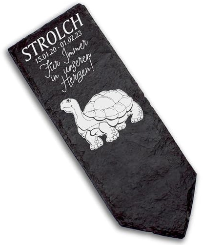 DEKOLANDO Grabstecker Grabschmuck Grabstein - Schildkröte - Personalisiert Grab Deko 22x8 Grabdekoration