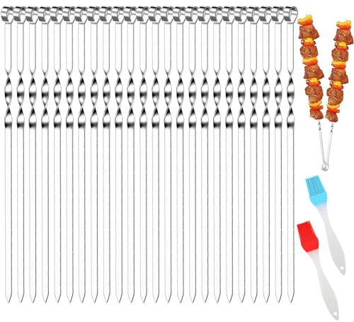 24 Pièces Brochettes Pour Barbecue,Brochettes De Barbecue,Bbq Brochettes,Brochettes De Légumes,Brochettes En Acier Inoxydable,Brochette Réutilisables Pour Barbecue,Viande,Légumes