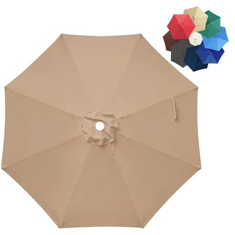 Auvent De Rechange pour Parasol, 2/2,7/3 M, Toile De Parasol Deporté 6 Baleines/8 Baleines,Toile de Rechange pour Parasol (Color : Khaki, Size : 2.7m-6Arms)