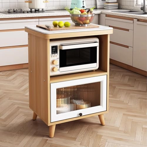 Meuble Cuisine Rangement Bas Armoire de Rangement Cuisine Colonne, Étagère de Rangement À 3 Niveaux, Meuble Cuisine Rangement pour Four À Micro-Ondes(Yellow,40cm)