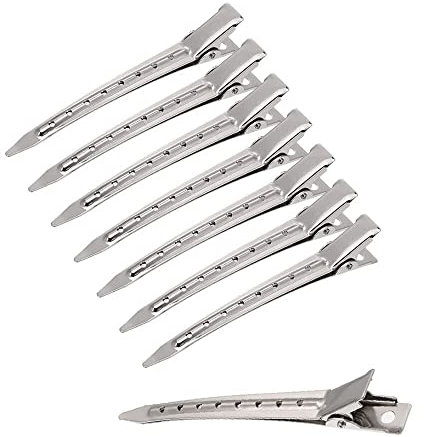 maxtachi Haarclips Damen,25 Stück Haarklammern Metall,Mit Atmungsaktives Loch,Leicht zu Tragen,Für Schneiden,Föhnen,Färben,Glätten,Locken-Silbrig