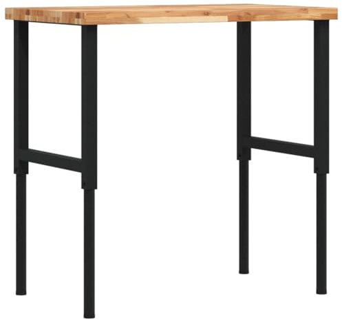 vidaXL Banco Lavoro 100x60x(73-99,5) cm Legno di Acacia Rettangolare, tavolo da lavoro, postazione da lavoro, banco da lavoro in metallo
