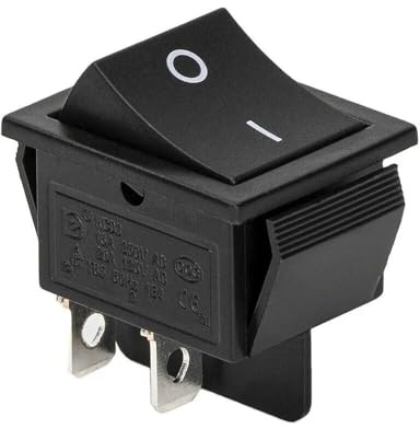 Wippschalter, Kippschalter, Geräteschalter 4Pin 16A 250VAC 125V 20A AC, (6V 9V 12V 24V 125V AC/DC) schwarz rechteckig Einbaugröße 28 * 21mm, 2 Polig EIN/AUS