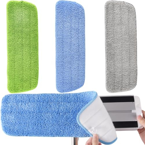 3 panni di ricambio per mocio spray, lavabili, adatti per tutti i mocio Spray & Reveal, 42 x 14 cm (blu, verde, grigio)