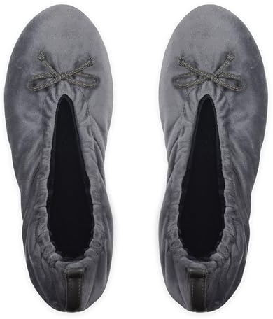 GLOVE STORY Pantofole Ballerina da Interno da Donna in Velluto con Suola in Morbida Pelle - Materiale Morbido e Confortevole - Pantofole Ballerina da Donna Morbide - Realizzate a Mano (Grigio 37/38)