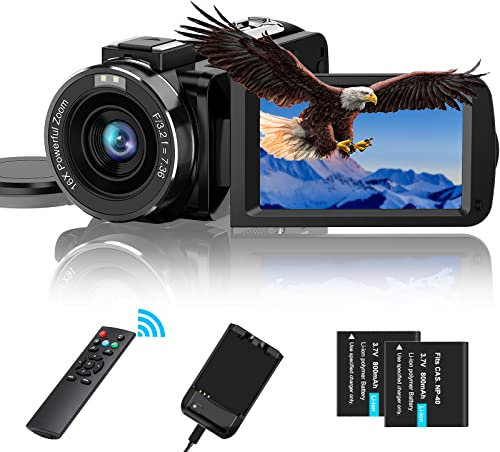 CAMKORY Videokamera Camcorder FHD 1080P 36MP IR-Nachtsicht Kmera für YouTube 3.0'' Drehbarer IPS Bildschirm 16X Digitalzoom IR Nachtsicht Digitalkamera