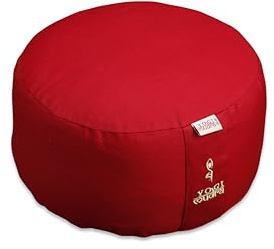 Generisch Außenbezug | Ersatzbezug für Yogakissen - Rundkissen 1-TLG | Kordelzug Ø30 cmx15cm (Rot)