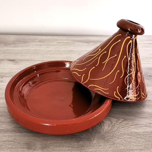 Marokkanische Tajine, Kochtopf, Gartopf, Schmortopf aus Marokko Glasiert, für 2-6 Personen, Original Tontopf handgetöpfert aus Marrakesch