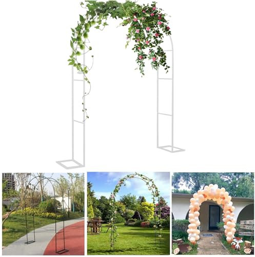 Arco de jardín de metal para pérgola enrejado para plantas trepadoras, vides y rosas, color blanco, 3 x 2,2 x 0,4 m, fácil montaje y diseño duradero