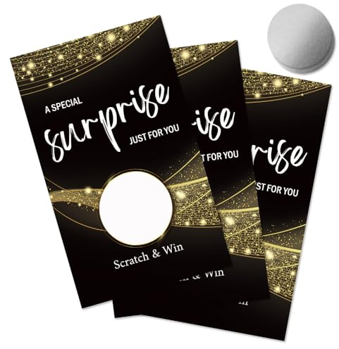 THEBESTU 50 Pcs A Special Surprise Blank Scratch Off Cards, Black Gold Scratch Card for Small Business, Thank You for Buying Cards, Blank Gifts Certificate Tickets, Lottery Prize Raffle Tickets