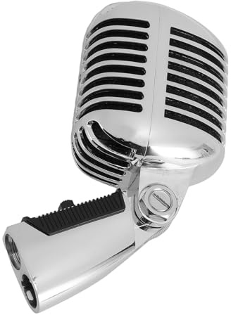 Xiuganpo Microfono Cablato Vintage Professionale, Microfono Vocale Dinamico retrò in Lega di Zinco con Rack Rotante Auto -tensionamento per Cantare, Karaoke e Fase, Include Microfono e