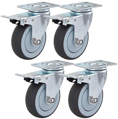 TYYCKJ Ruote girevoli industriali con Freno, capacità di carico di 300 kg, per mobili, carrelli a pianale e apparecchiature mediche, Set da 4