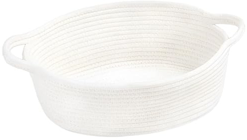 Geschenkkorb Leer, Boo Basket Korb, Geflochtener Korbs Weiß mit Griff, Rundes Geschenkkorb für Geschenke und Aufbewahrung, Geschenke Korb Organizer für Zimmer Und Wohnbereich