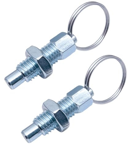 UZYXC 2 Stück Rastbolzen Steckbolzen 12mm, Federstößel Mit Zugring Einziehbar, Sicherungsstift Aus Edelstahl Für Industrieanlagen (M12)