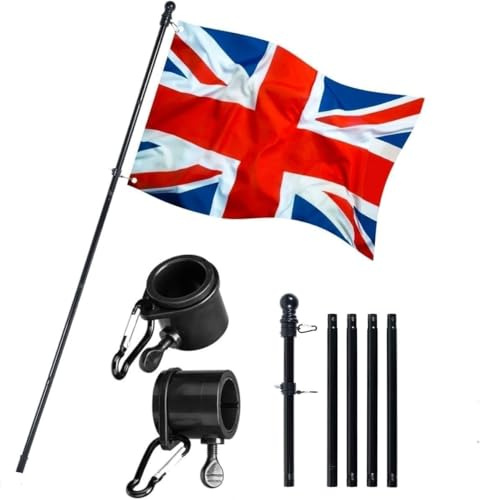 MENIBBLER 6FT Telescopic Flag Pole Kit for Garden Stainless Steel Guide Banner Flag Pole with Tangle-free 360 Rotating Rings Heavy Duty Flagpole Kit for House Yard Outdoor Fence, No Mount Bracket