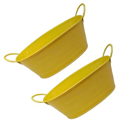 Vaso per fiori in ferro antiruggine con manici, decorazione moderna per interni ed esterni, per piante e fiori, 2 pezzi, fioriera in metallo per davanzale e balcone