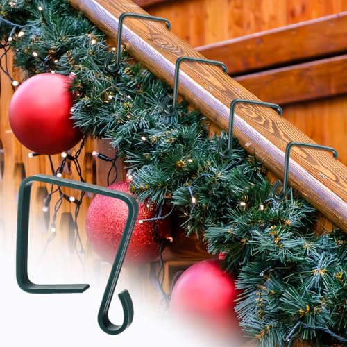 Ripeng 24 Pack Christmas Banister Light Clips for Garland Stockings 2.17 x 2.17 Inch Green Stair Railing Light Clips Banister Hooks for Xmas Holiday Decoration | Banister Hooks Stair Railing Christmas Decor, 2.17 Inch Plastic Clips Secure Wreath Ornaments, No Damage Banister