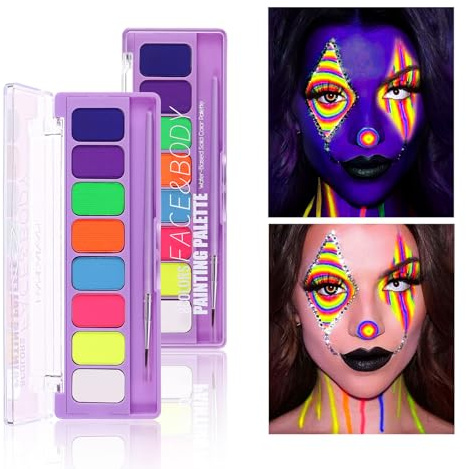 HISUNBEN Peinture corporelle pour le visage et le corps lavable Peinture pour le visage des enfants Maquillage Théâtre Carnaval Halloween Fête 8 couleurs -1