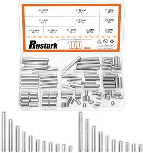 Rustark 100 Stück M6 304 Edelstahl Passstift Sortiment Kit Zylindrische Regal Stützstifte Stift Zylinderstift Dübelstifte Regalstifte für die mechanische Fertigungsindustrie