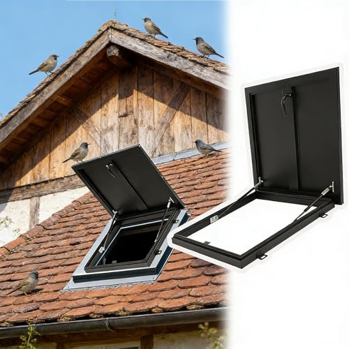 Roof Access Hatch,32x34in(81.2x86.3cm) Galvanized Steel Roof Security Door, Large Commercial Manhole/Cellar Export Lid with Gas Shock Strut, Attic Skylights Roofs Hatch Vent Access Door