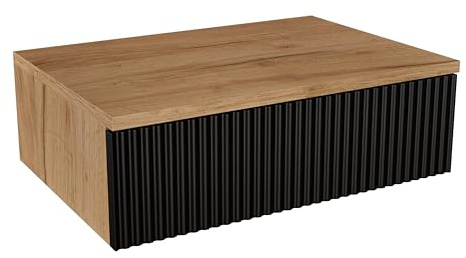 Planetmöbel Amyra Konsolentisch schmal mit Schublade | Wand-Konsole für Garderobe, Flur und Schminktisch, Gold Eiche / Schwarz, Wandmontage, 50 x 16 x 35 cm