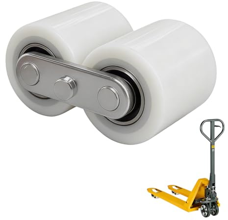 Lot de 2 roulettes de chariot de levage - En nylon - 80 x 70 mm - Roulettes de rechange pour transpalette, volant en caoutchouc avec roulements à billes - Axe 20 mm - Charge maximale : 700
